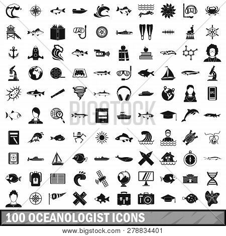 100 Oceanologist Icons Set In Simple Style For Any Design Illustration