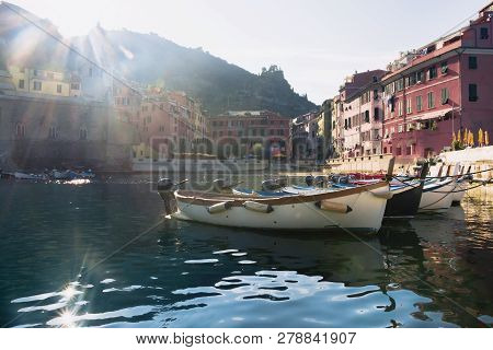 Vernazza, Italy, La Specia Province, Liguria Regione, 08 August, 2018: View On The Colorful Houses A