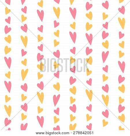 Abstract Heart Seamless Pattern Background. Pretty Hearts Isolated On White For Card, Invitation, Al