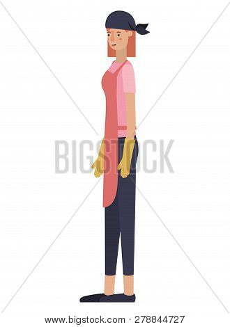 Woman Gardener With Apron Avatar Character Vector Illustration Desing