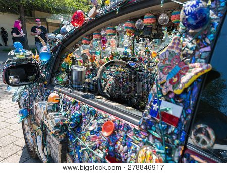 Houston, Texas - April 10, 2018: The 31St Annual Houston Art Car Parade Weekend. The Art Car Parade