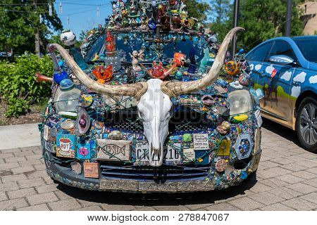 Houston, Texas - April 10, 2018: The 31St Annual Houston Art Car Parade Weekend. The Art Car Parade