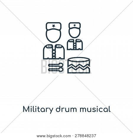 Military Drum Musical Instrument Icon In Trendy Design Style. Military Drum Musical Instrument Icon 