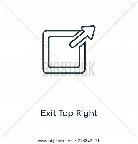 Exit Top Right Icon In Trendy Design Style. Exit Top Right Icon Isolated On White Background. Exit T