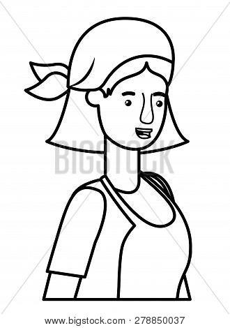 Woman Gardener With Apron Avatar Character Vector Illustration Desing