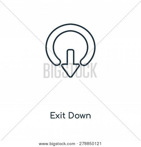 Exit Down Icon In Trendy Design Style. Exit Down Icon Isolated On White Background. Exit Down Vector