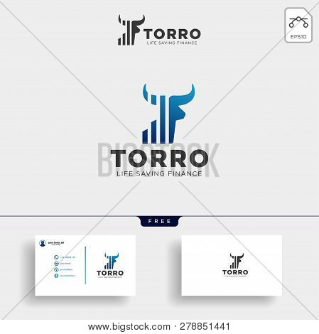 Bull Chart Bar Statistic Logo Vector Icon Template