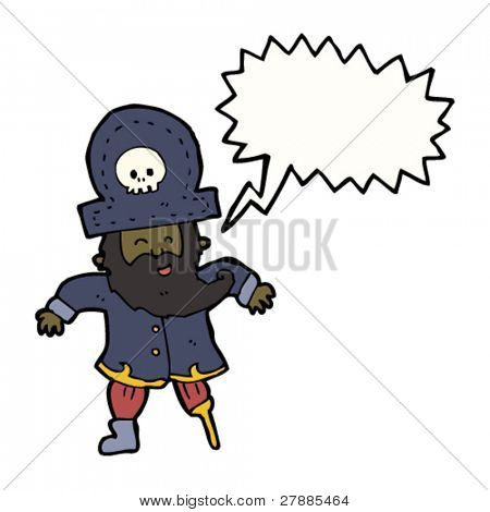 capitão pirata de desenhos animados com peg leg e bolha do discurso