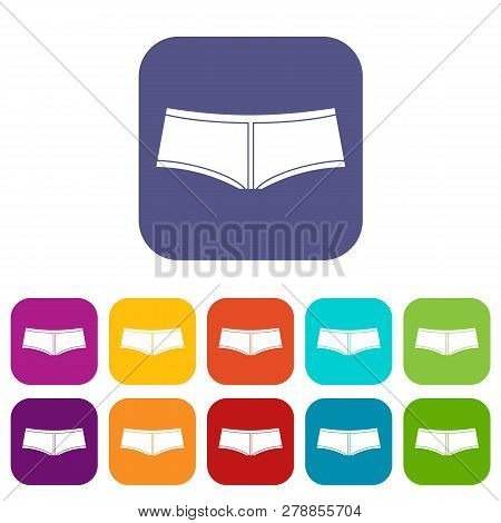 Boyshorts Icons Set Illustration In Flat Style In Colors Red, Blue, Green And Other