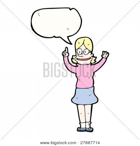 Cartoon blonde Mädchen in Schauspiele mit Idee