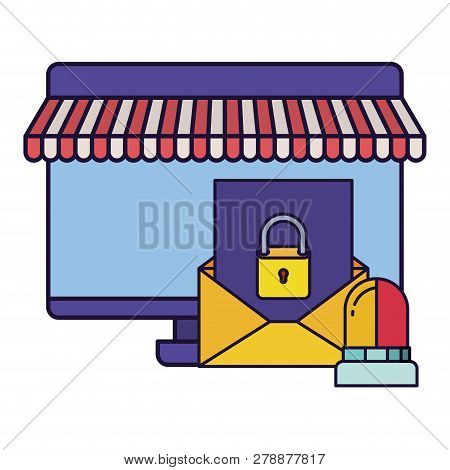 Screen With Tent And Letter Isolated Iconvector Illustration Desing