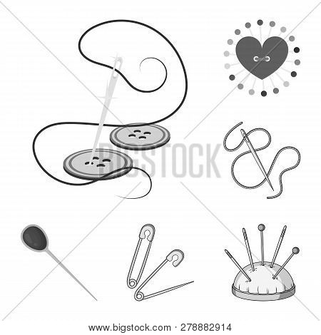 Isolated Object Of Pin And Sewing Icon. Set Of Pin And Sketch Stock Vector Illustration.