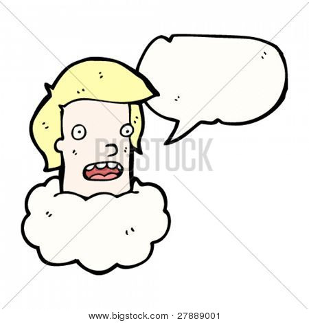 Cartoon Kopf in den Wolken