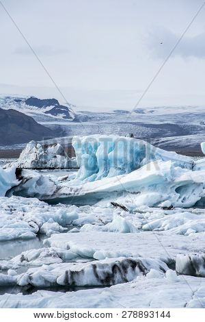 Icebergs In Jokulsarlon Lagoon, Beneath Breidamerkurjokull Glacier, Sudhurland, Iceland