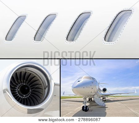 Collection Of Three Photos Of Luxury Private Jet Aircraft