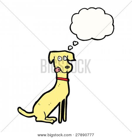 tecknade väl tränad hund sittande