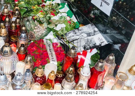 Gdansk, Poland - January 16, 2019:  Commemoration Of Pawel Adamowicz, Mayor Of Gdansk, Who Was Stabb