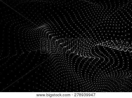 Wave Of Particles. Big Data. Abstract Background With A Dynamic Wave. Vector Illustration.
