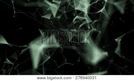Abstract Purple Background With Connecting Dots And Lines. Abstract Science Geometrical Network Back