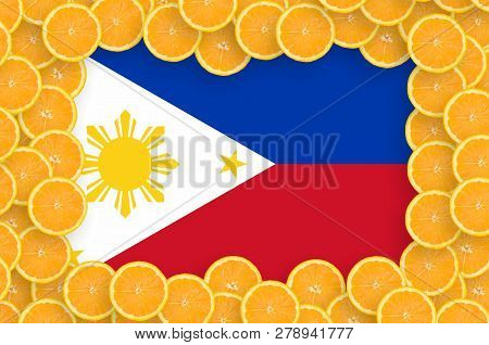 Philippines Flag  In Fresh Citrus Fruit Slices Frame