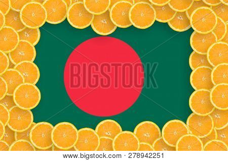 Bangladesh Flag  In Fresh Citrus Fruit Slices Frame
