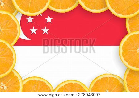 Singapore Flag  In Fresh Citrus Fruit Slices Frame