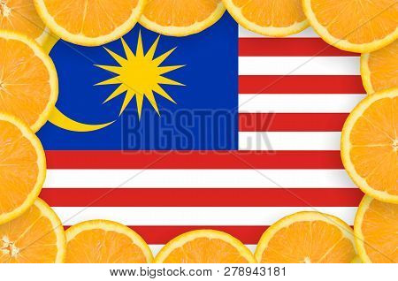 Malaysia Flag  In Fresh Citrus Fruit Slices Frame
