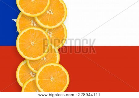 Chile Flag And Citrus Fruit Slices Vertical Row