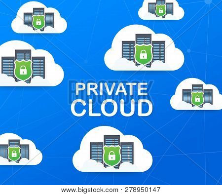 Vpc. Private Cloud Within A Company Icon Of Secure Data Store Hand Managing. Vector Stock Illustrati
