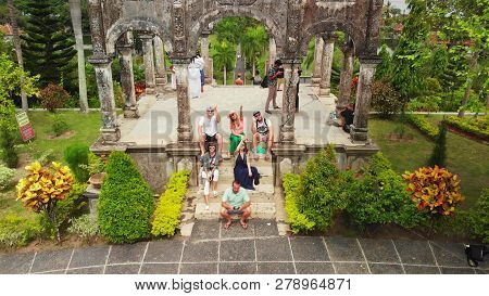 Bali, Indonesia - December 29, 2018: Aerial View Of Taman Ujung Water Palace , Bali Island.