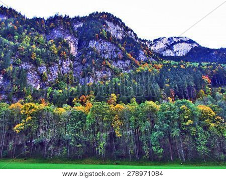Rocky Peak Sulzberg In The Glarus Alps Mountain Range And Above Lake Klontalersee - Canton Of Glarus