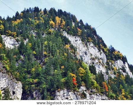 Rocky Peak Sulzberg In The Glarus Alps Mountain Range And Above Lake Klontalersee - Canton Of Glarus