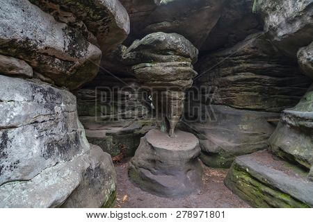 Sandstone Errant Rocks Labyrinth In The Table Mountain In National Park In Poland