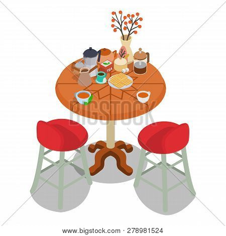 Afternoon Tea Concept Banner. Isometric Banner Of Afternoon Tea Vector Concept For Web, Giftcard And