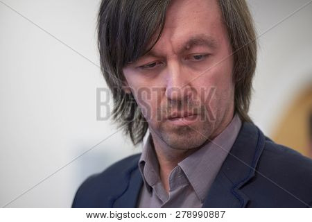 ST. PETERSBURG, RUSSIA - DECEMBER 28, 2018: Grandmaster Gata Kamsky, USA competes in King Salman World Rapid Chess Championship 2018. Eventually he took 22nd place
