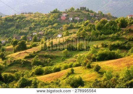 Spring Is Coming... Amazing Spring View With A Little Village In Rhodopi Mountains, Bulgaria. Magnif