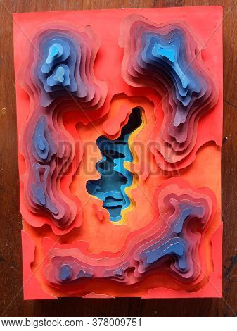 Nirmana Three Dimensional From Paper.
Consists Of Orange With Purple And Blue Gradations, Suitable F