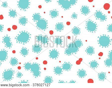 Corona Virus Covid-19 Overprint Seamless Vector Pattern Illustration Design, In Blue And Red Colors.