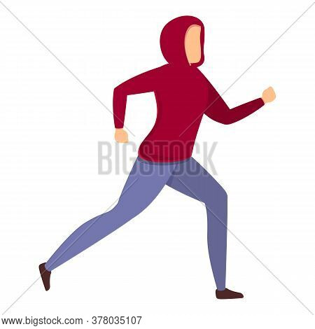 Morning Running In Hoddie Icon. Cartoon Of Morning Running In Hoddie Vector Icon For Web Design Isol