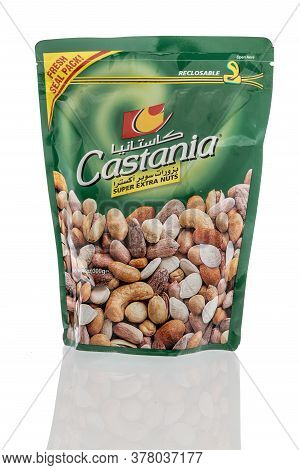 Winneconne,  Wi - 24 July 2020:  A Package Of Castania Super Extra Nuts On An Isolated Background