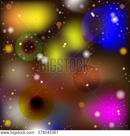 Vector Abstract Image In The Style Of Macro And Microworld. Luminous Spheres And Balls Moving In Spa