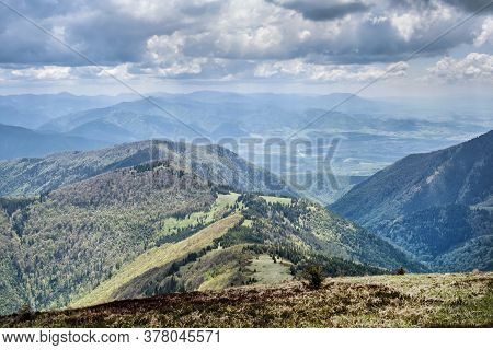 Mountain Landscape From Stoh, Little Fatra, Slovak Republic. Springtime Scene. Beauty In Nature.
