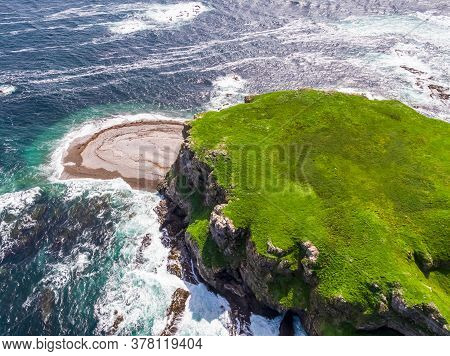 Aerial Of Glashedy Island , An Uninhabitated Island West Of Trawbreaga Bay - Donegal, Ireland