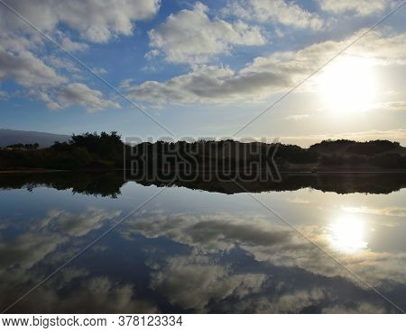 Beautiful Sunrise From The Lagoon, Charca De Maspalomas, Gran Canaria, Canary Islands, Spain