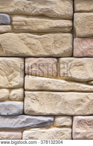 Stacked Stone Wall, Natural Stone Cladding. Stone Wall For Background, Slab Stone Wall Texture. Wall