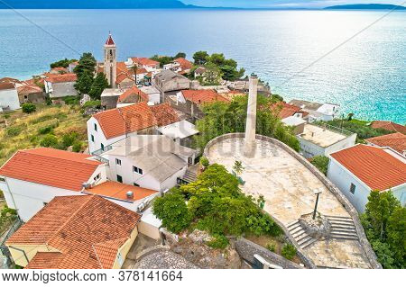 Gradac Village On Makarska Riviera Waterfront Aerial View, Dalmatia Region Of Croatia