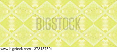 Lemony Tie Dye Print. Geometric Seamless Pattern. Yellow And White. Citric Background. Shibori Textu