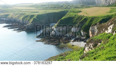 Holy Iland coast line in sun. Wales UK
