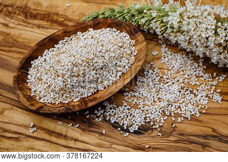 White And Yellow Amaranth Seed On A Table