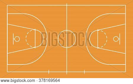 Isolated Basketball Field For Ball Game On The Field In Orange. Competitive Sport On The Site. Stadi